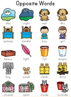 opposite words with pictures for kids