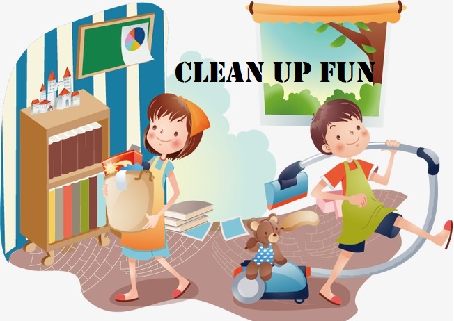 children cleaning up toys clip art