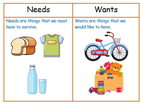 Needs And Wants For Kids